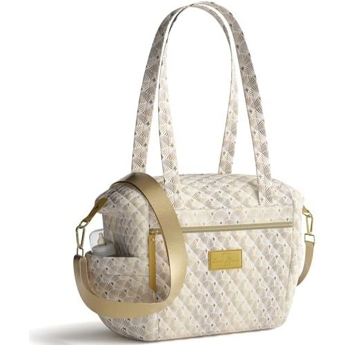 Quilted Diaper Bag With Insulated Bottle Pockets, Functional & Fashionable Tote Diaper Bag for Women