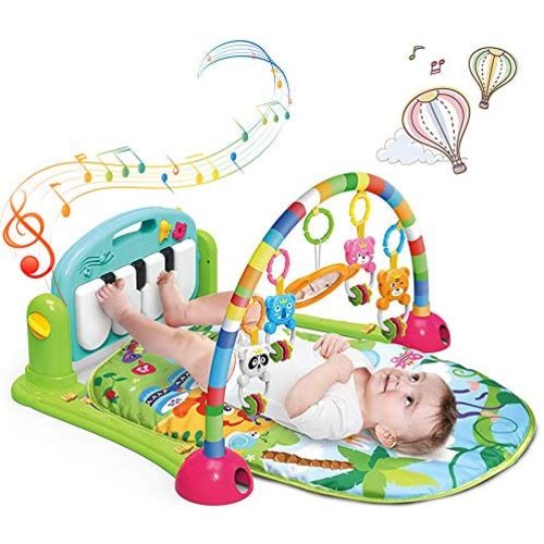 Baby Play Gym Mat, Kick and Play Baby Activity Gym with Music and Lights, Baby Play Mats for Infants and Toddlers, Green - green