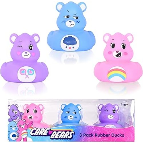 Care Bears Rubber Ducks – Collectible Character Toys for Bath, Gifting, and Car Dashboards – Cheer Bear, Grumpy Bear & Share Bear – 3 Pack