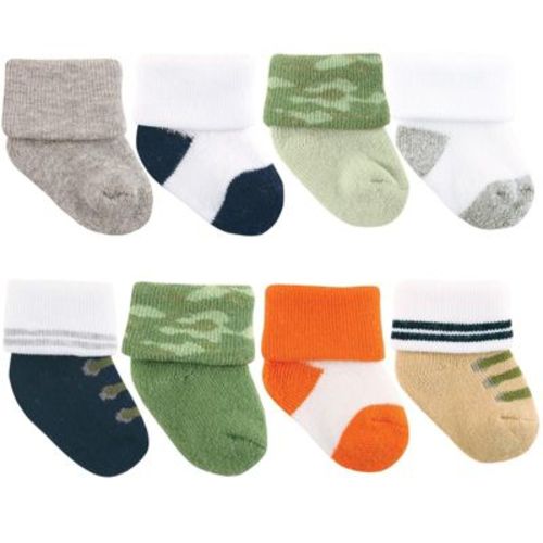 Luvable Friends Basics Infant Baby Cozy Terry Socks 8-Pack, Woodland Explorer, 0-6 Months