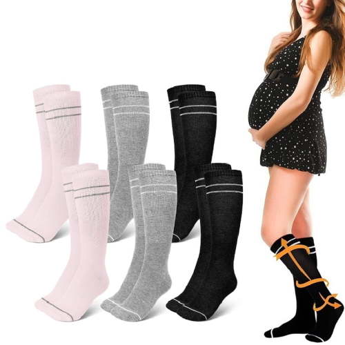 6 Pairs Compression Socks for Women Circulation 20-30mmHg Crazy, Cute, Socks Support for Nurse, Pregnant, Running, Cycling