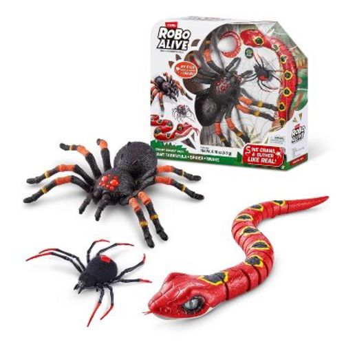 Robo Alive Creepy Crawly Pack: Spider Toy Set with 5 Animal Figures