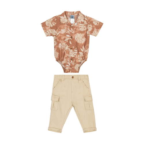 Little Lad Newborn and Infant Boys' Short Sleeve Shirt and Pant, 2-Piece Set, Sizes 0/3M-24M