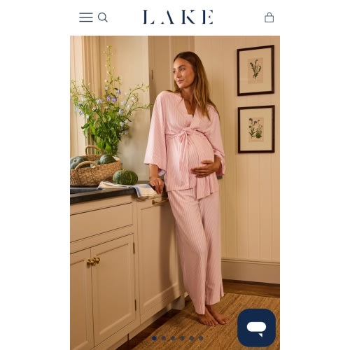 LAKE | Women | DreamModal Pajamas | Carnation Pencil Stripe Maternity Kimono Bundle