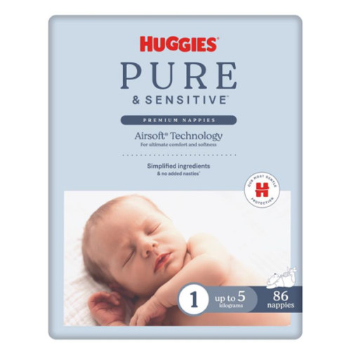 Buy Huggies Pure & Sensitive Size 1 0 - 5kg 86 Pack Online at Chemist Warehouse®