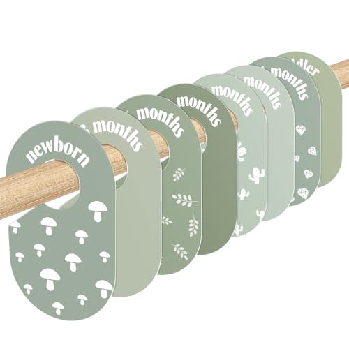 WSICSE 8 Pack Baby Closet Dividers, Nursery Organizer for Baby Clothes 0-24 Months Baby Clothes Organizer for Newborn Clothing, Infant, Boy & Girl (Green)