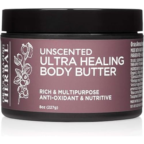 Ultra Healing Body Butter, Cream for Eczema and Dry Skin, Fragrance Free Body Butter, Hand Cream for Dry Cracked Hands, Unscented Hand Cream, Skin Repair Cream, 2 Oz Travel Size, Made in the USA