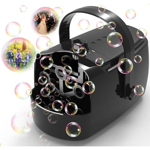 Zerhunt Durable Bubble Machine for Party: 3 Power Modes for Non-Stop Fun - 18000+ Bubbles Per Minute High Output 30 Mins Bubbles per Refill - Kids Safe Auto-Stop for Outdoor Backyard Birthday