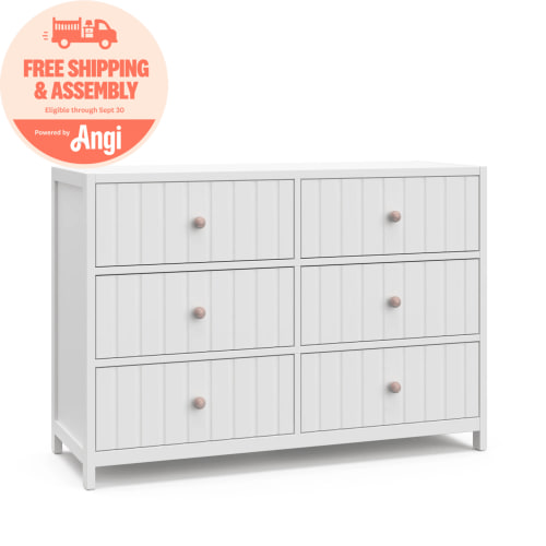 Graco Teddi 6 Drawer Nursery Double Dresser, White