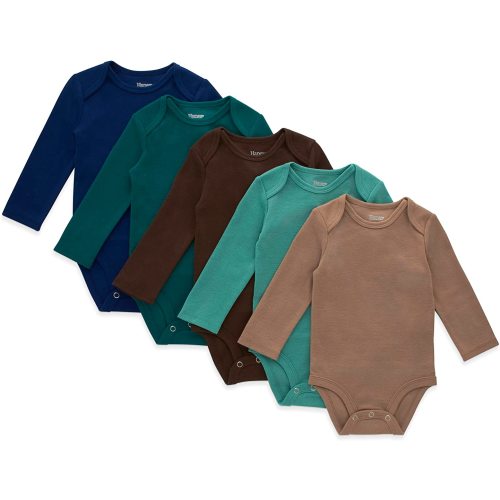 0-6 Months - Hanes Baby Long Sleeve Bodysuit, 5-Pack
