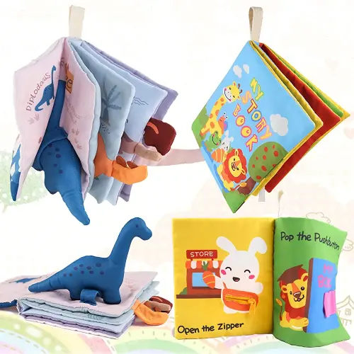 Richgv Baby Toys 6 to 12 Months, 2Pcs Interactive 3D Books for Baby 0-6-12 Months & Toddler 1-2 Years, Soft Cloth Books Busy Books Toys Gifts for Boys Girls Touch and Feel Crinkle Books Sensory Toys