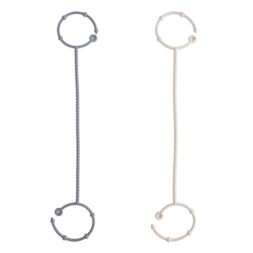 mushie Adjustable Silicone Toy Straps 2-Pack | Baby Accessories Holder for Travel, Stroller, High Chair (Tradewinds/Shifting Sand)