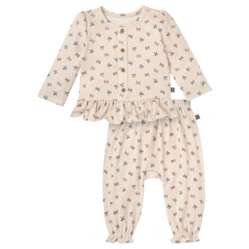 Modern Moments by Gerber Baby Girl Mock Placket Top and Pant Outfit Set, 2-Piece, Sizes 0/3 Months - 24 Months