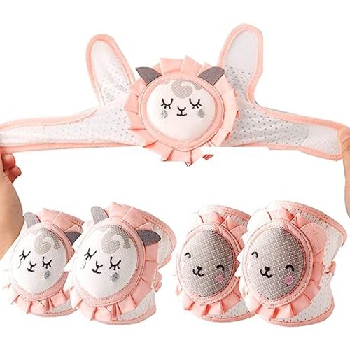 2Pairs Baby Knee pads for Crawling for Toddlers.Anti-Slip Adjustable Knee Pads Leg Warmers,Soft Protector with elastic sponge for Toddlers, Infants, Boys, Girls, Kids (Baby girls(pink))