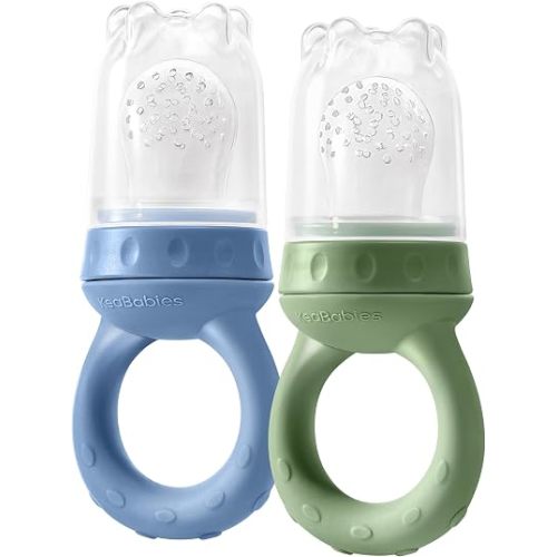 KeaBabies Baby Fruit Feeder 2pk, Silicone Baby Food Feeder,BPA-Free (Slate)