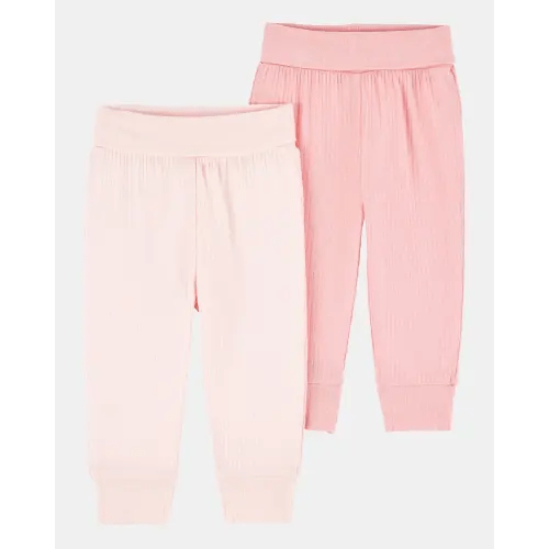 Baby Girl 2-Pack PurelySoft Pull-On Pants - Pink | Carter's