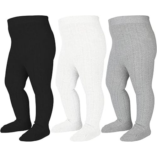 Mini angel Baby Tights Cable Knit Tights Baby Leggings Seamless Cotton Stockings Pantyhose 3/4 Pack for Infants Toddlers 0-5T