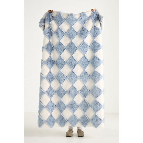Chella Checkered Faux Fur Throw Blanket
