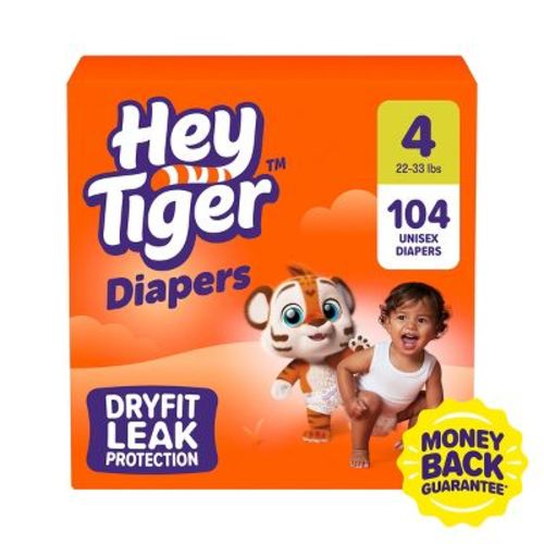 Hey Tiger Disposable Diapers - Size 4 - 104ct