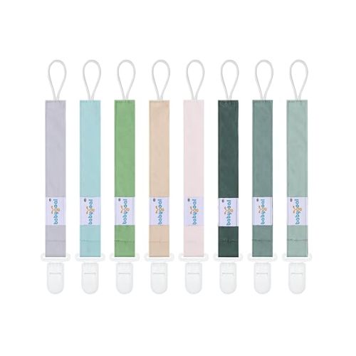 babygoal Baby Pacifier Clips 8 Pack, Pacifier Holder Clip Fits for Most Pacifier and Binkies-Neutral Color