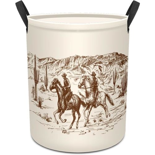 West Cowboy Baby Laundry Hamper,Laundry Basket,Waterproof Storage Bin for Bedroom,Clothes Organizer Basket,Toys Box,Room Decor