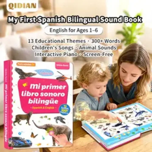 Spanish Interactive Educational Toy for Kids 1–6, Bilingual Sound Book for Early Language Learning, Interactive Educational Toy with 300 Words & 13 Themes, Perfect Gift Idea for Toddlers - TikTok Shop