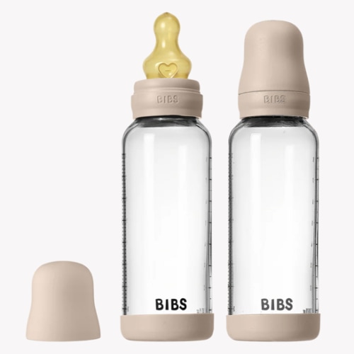 BIBS Glass Baby Bottle 8oz Latex 2-Pack Blush | Medium Flow – Bibsworld store US