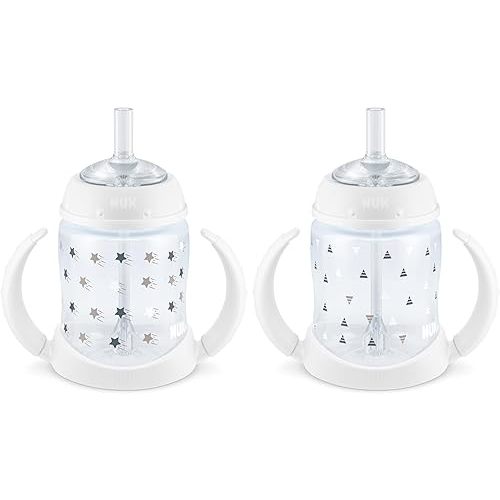 NUK Learner Straw Cup, 5oz, 2-Pack - Toddler Sippy Cup with Soft Straw for Easy Drinking, Suitable for Ages 6 Months and Up, Timeless Collection