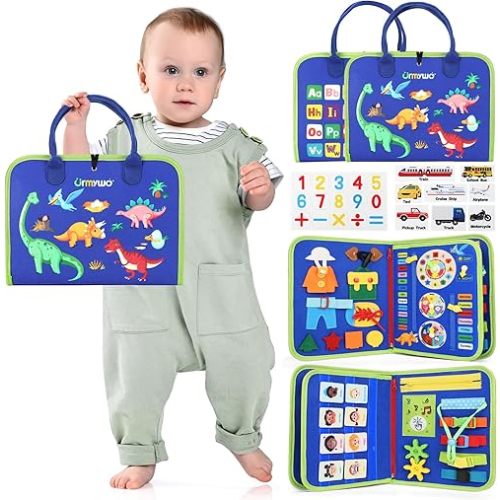 URMYWO Toddler Busy Board - Busy Book Montessori Toys for 1 2 3 4 Year Old - Preschool Learning Activities with Alphabet Number Animal, Educational Travel Toys Birthday Gifts for Kids