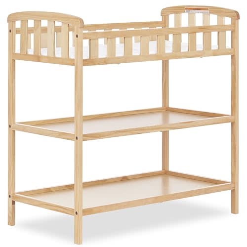 Dream On Me Emily Changing Table In Natural, Comes With 1" Changing Pad, Features Two Shelves, Portable Changing Station, Made Of Sustainable New Zealand Pinewood