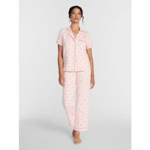 Joyspun Women's Dreamy Soft Collection Notch Collar Top and Capri Pants Pajama Set, 2-Piece, Sizes XS-3X