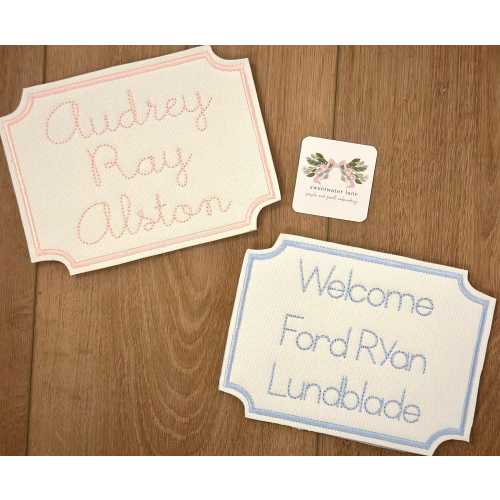 Embroidered Custom Baby Hospital Bassinet Name Announcement Tag Banner Sign