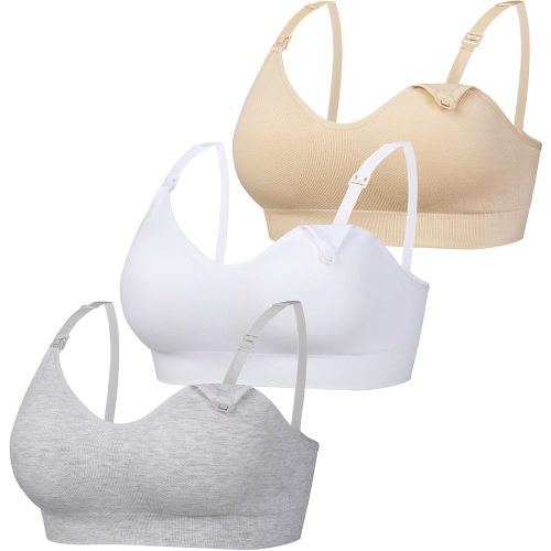 Brasier de lactancia sin costuras para mujer, paquete de 3 unidades, brasier de maternidad inalámbrico, suave y elástico, bralette para dormir durante el embarazo