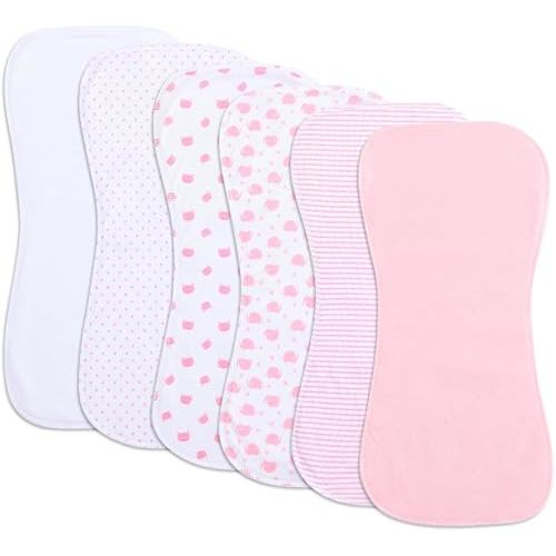 6 Pack Cotton Baby Burp Cloths Extra Absorbent Soft for Baby Boys and Girls