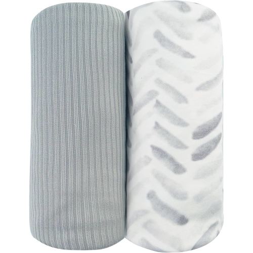 Viviland Jersey Swaddle Blanket, Ultra Soft Stretchy Receiving Blanket, Newborn Swaddle Wrap for Boys & Girls, 40 x 30 inches, 2 Pcs