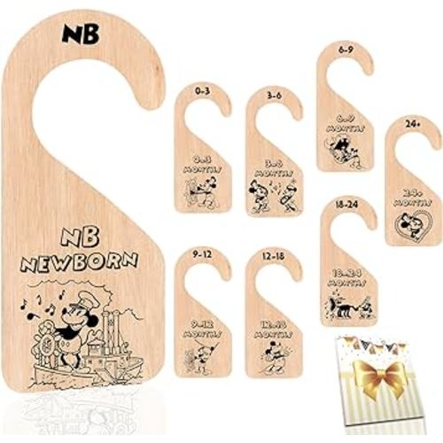 Baby Size Closet Dividers, Baby Clothes Organizer Dividers for Newborn Baby Room Nursery Decor from 0-24+ Months Monthly Hanging Sign