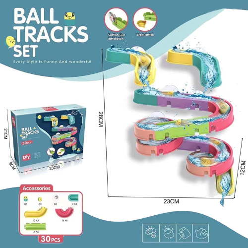 30Pcs Baby Bath Toys for 3 4 5 Year Old Toddlers, Water Ball Tracks Bathtub Toys for Girls Boys Gifts