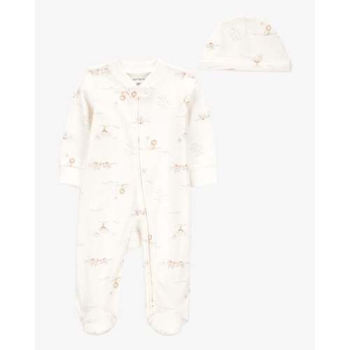 Baby Boy 2-Piece 2-Way Zip Sleep & Play & Cap Set - Cream - Carter's | Carter's