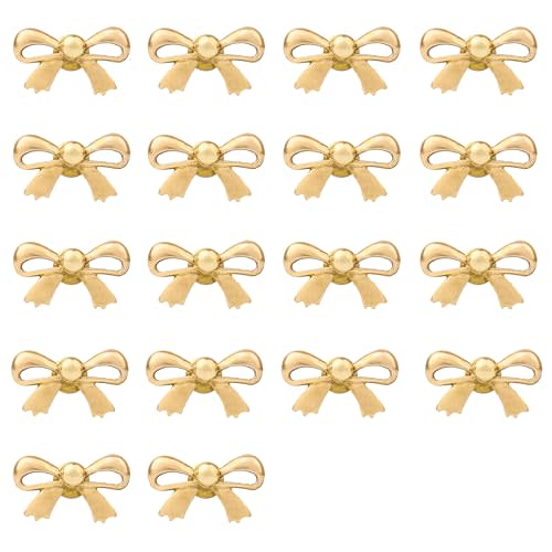 Indian Shelf 18 Pieces Brass Gold Bow Drawer Knobs for Kitchen Cabinet Hardware Nursery Tie Door Decorative Kids Dresser Knobs Pulls Premium Vintage