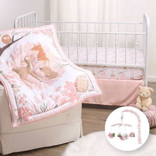 The Peanutshell Fairytale Forest Crib Bedding Set and Mobile - 4 Piece Set