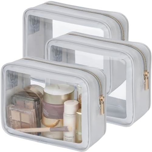 PACKISM Clear Makeup Bag - TSA Approved Toiletry Bag for Carry-on & Checked Luggage, Water Resistant Car Storage Organizer with Reinforced Seams