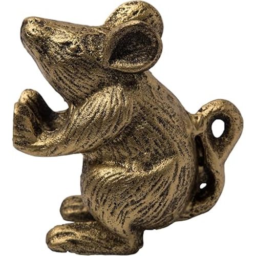 Comfify Cast Iron Mouse Door Stop – 1 Piece – Decorative Rustic Door Holder for Bedroom, Bath, and Exterior Doors – Antique Gold Finish