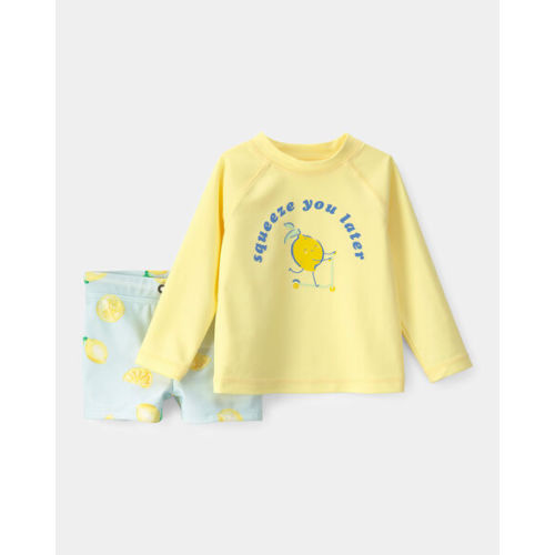 Baby Boy 2-Piece Lemon Rashguard Swimsuit Set - Yellow/Blue | Carter's (3m)