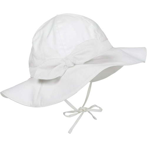 Zando UPF 50+ UV Sun Protection Bowknot Wide Brim Baby Sun Hat Adjustable Chin Strap Outdoor Girls Toddlers Cap Ivory White S