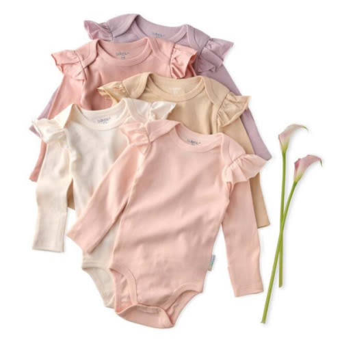 ASHLEY 5-Pack Long Sleeve Ruffle Bodysuits, Sorbet - butterblu | Maisonette