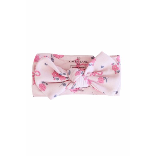 Ribbon & Roses Knit Large Bow Headwrap | Pink