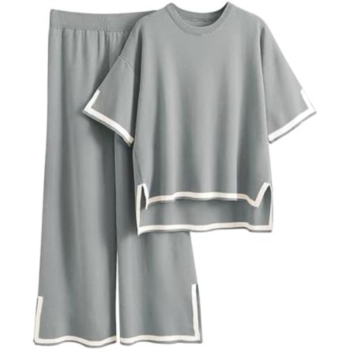 Imily Bela Womens Plus Size Lounge Sets 2 Piece Outfits Short Sleeve Pullover Tops Wide Leg Pants Summer Travel Outfits