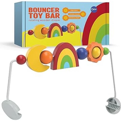 Durabasics Toy Bar Compatible with Baby Bjorn Bouncer Toy Bar - Engaging Colorful Shapes - All Wood - Spinnable - Nature-Inspired Figures Bar Compatible with Baby Bjorn Toy Bar