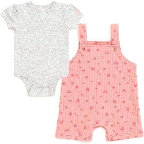 Disney Winnie the Pooh Mickey Mouse Minnie Mouse Baby Bodysuit and Short Overalls Outfit Set Newborn to Infant