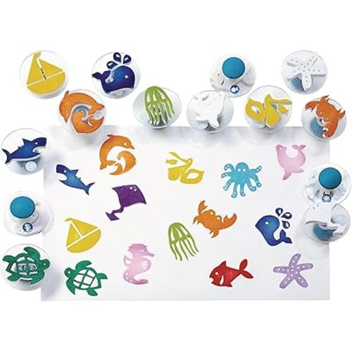 Colorations SEASTAMP Easy-Grip Stampers, Sea Life (Pack of 14)